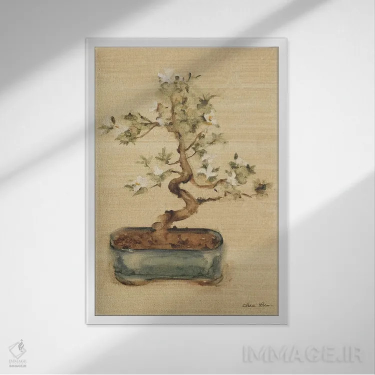 تابلو بونسای ۲ اثر چری بلوم - نمای قابدار سفید