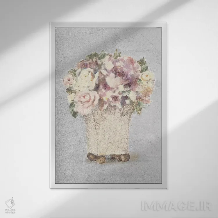 تابلو گل رز نشیمنگاه ۲ (مریمگلی) اثر چری بلوم - نمای قابدار سفید