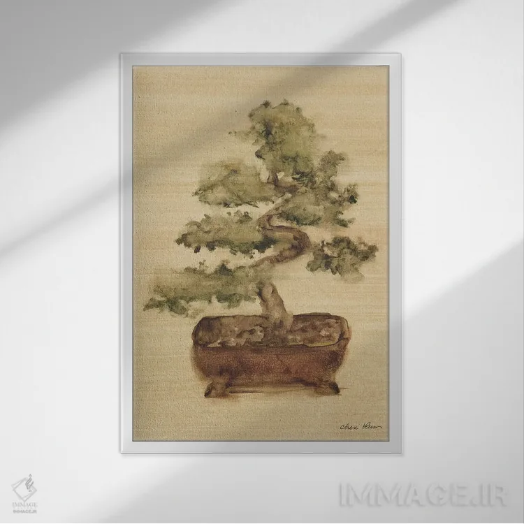 تابلو بونسای ۱ اثر چری بلوم - نمای قابدار سفید