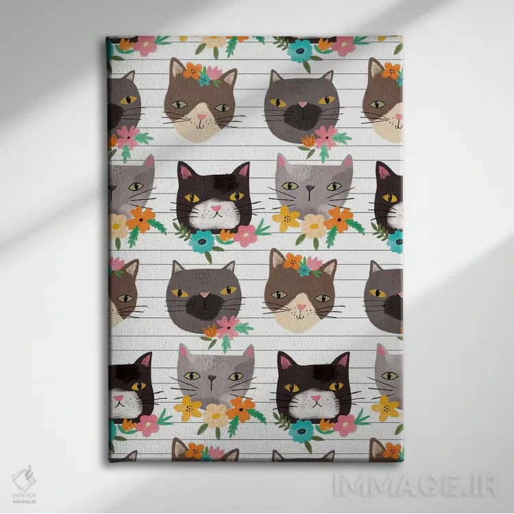 تابلو شاخ و برگ گربهای روزمره اثر لیزا بارلو - نمای روبهرو روی دیوار