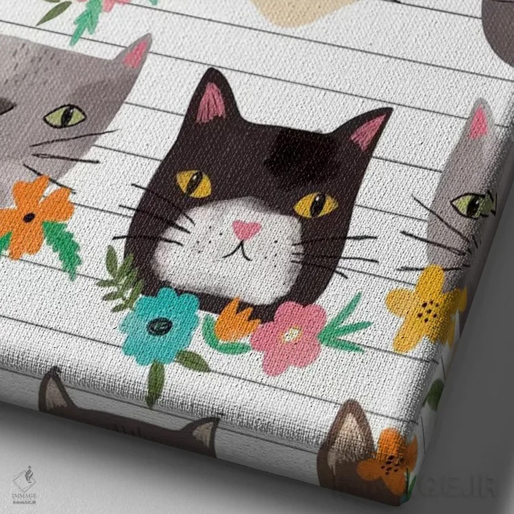 تابلو شاخ و برگ گربهای روزمره اثر لیزا بارلو - نمای نزدیک بافت بوم