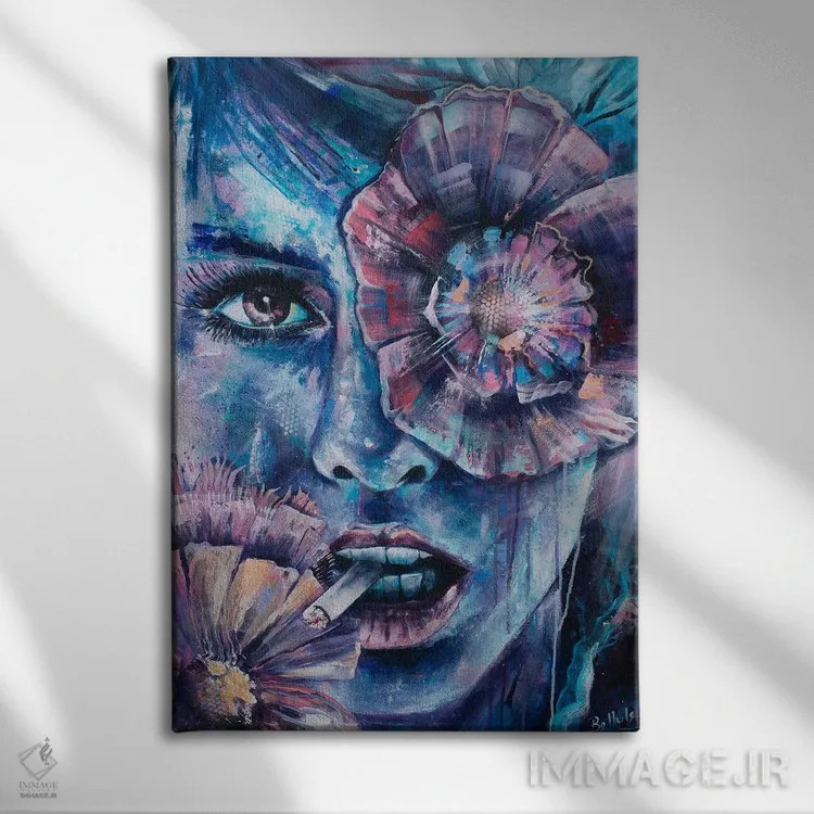 تابلو شقایق دریایی اثر بلول آرت - نمای روبهرو روی دیوار