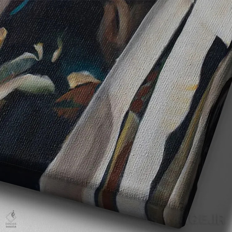 تابلو گوزن سریع اثر بلول آرت - نمای نزدیک بافت بوم