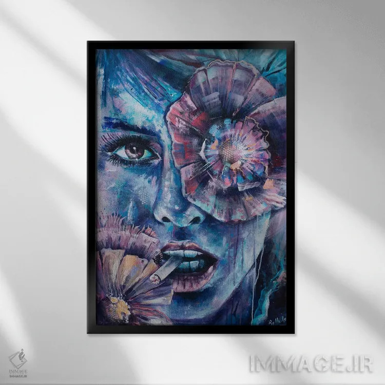 تابلو شقایق دریایی اثر بلول آرت - نمای قابدار مشکی