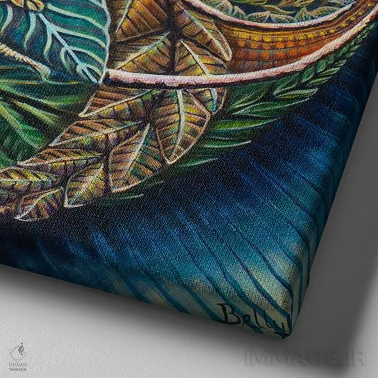 تابلو چرخهها اثر بلول آرت - نمای نزدیک بافت بوم