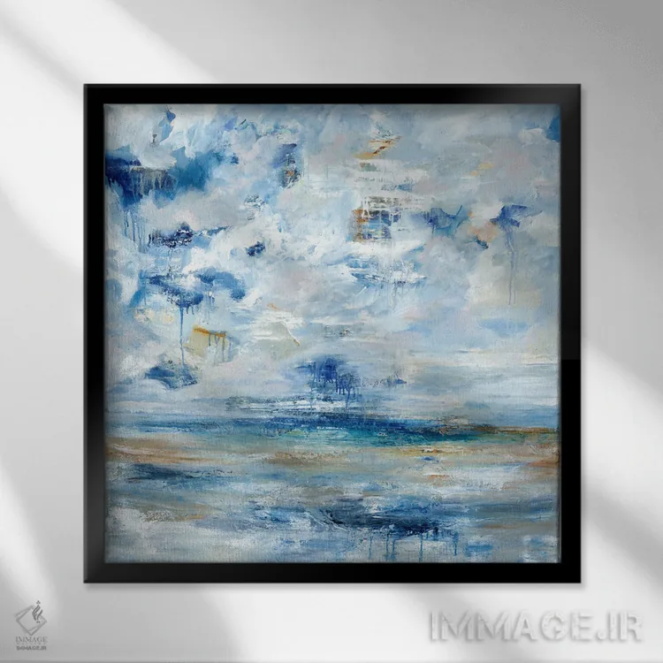 تابلو قطرهٔ آبی اثر بلیکلی برینگ - نمای قابدار مشکی