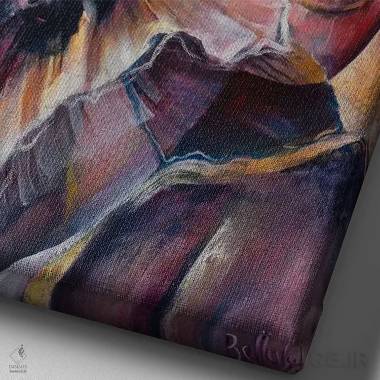 تابلو نگاه و گلبرگها اثر بلول آرت - نمای نزدیک بافت بوم