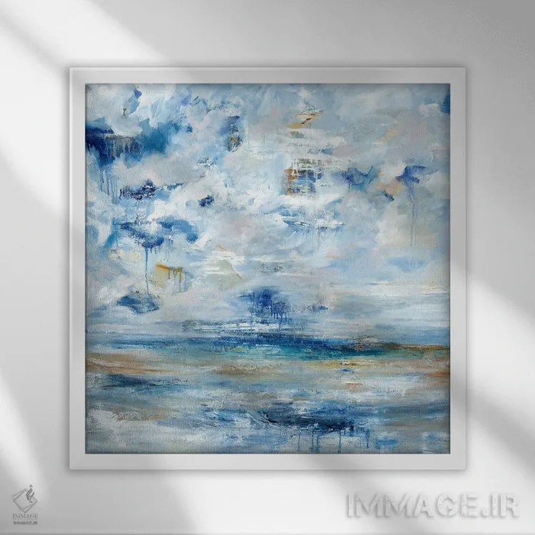 تابلو قطرهٔ آبی اثر بلیکلی برینگ - نمای قابدار سفید