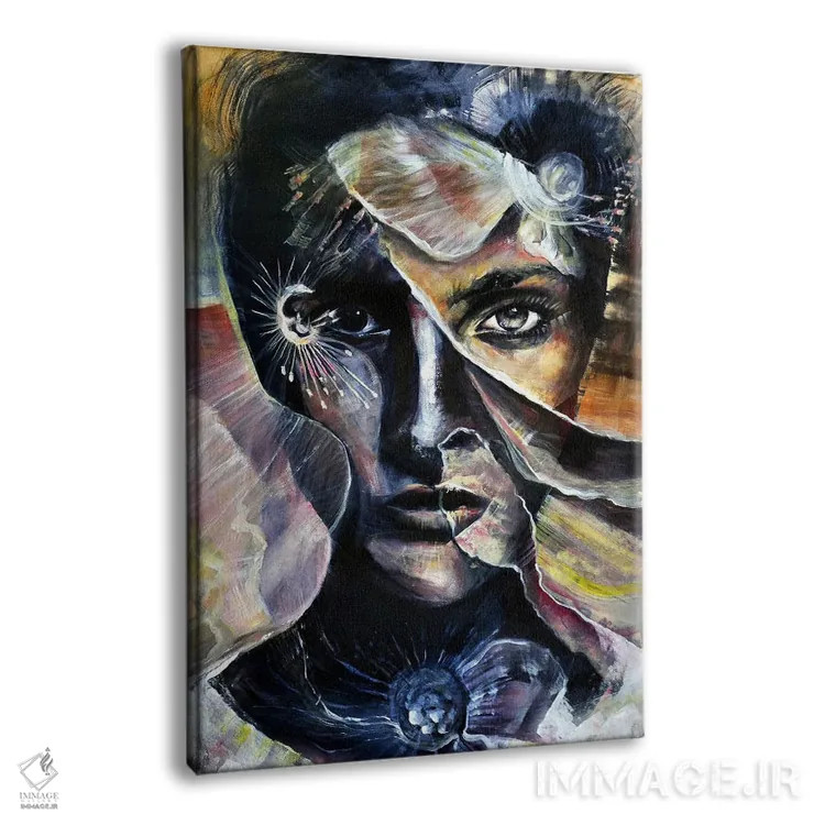 تابلو زن با گلبرگها اثر بلول آرت - نمای پرسپکتیو محصول