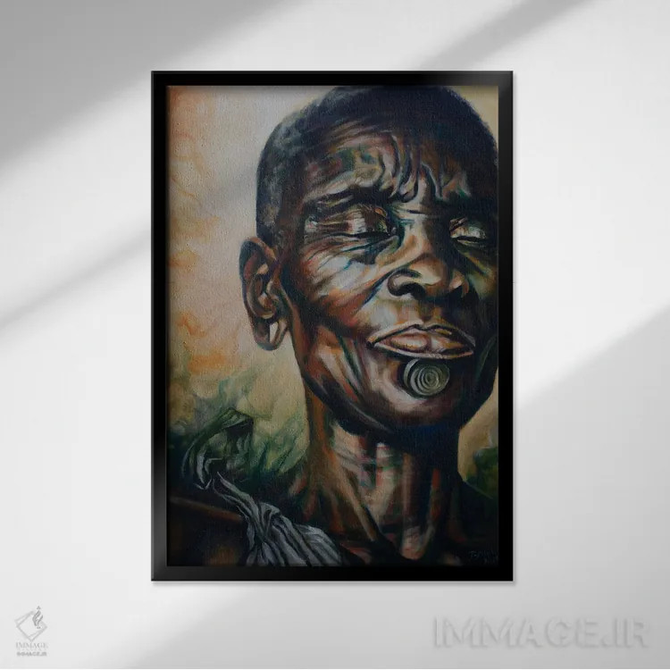 تابلو زن بودی اثر بلول آرت - نمای قابدار مشکی