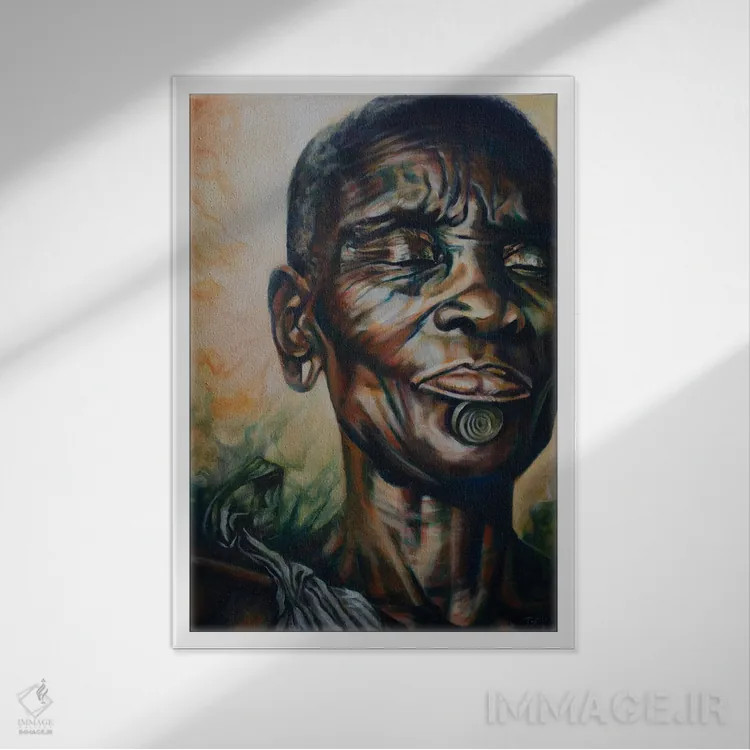 تابلو زن بودی اثر بلول آرت - نمای قابدار سفید