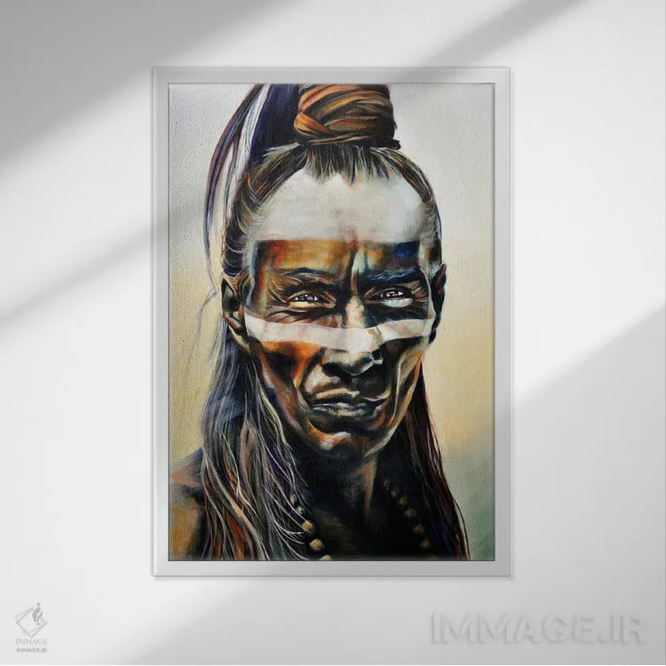 تابلو سرخپوست مایا اثر بلول آرت - نمای قابدار سفید