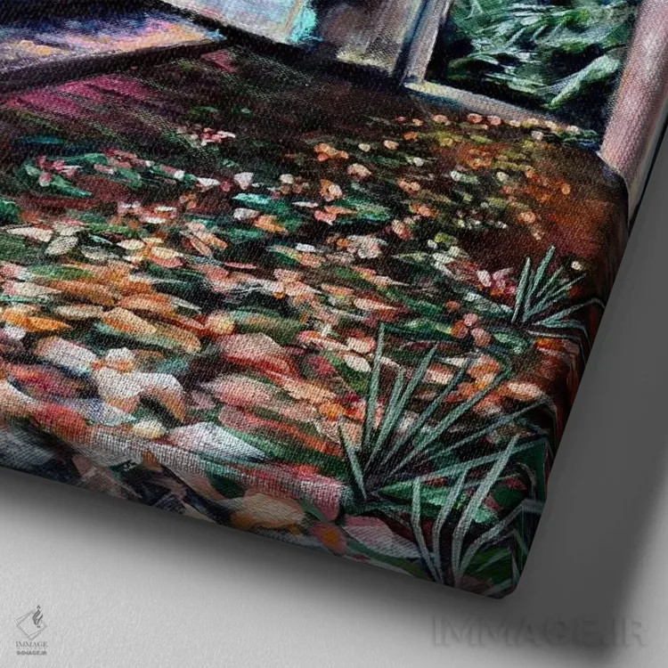 تابلو درِ آبی اثر بلول آرت - نمای نزدیک بافت بوم