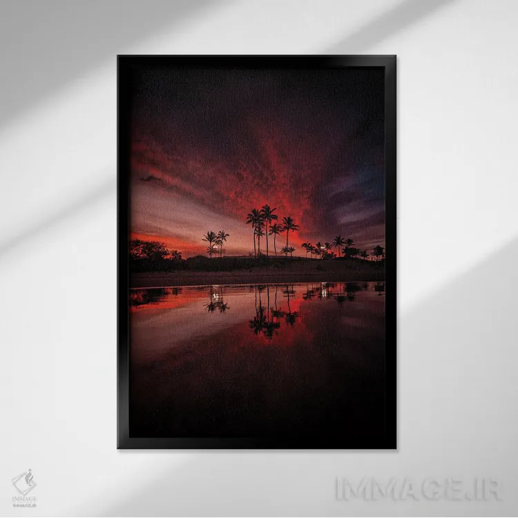 تابلو ساحل نخلها اثر بن مولدر - نمای قابدار مشکی