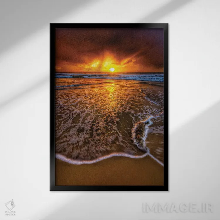 تابلو حالوهوای طلوع آفتاب اثر بن مولدر - نمای قابدار مشکی