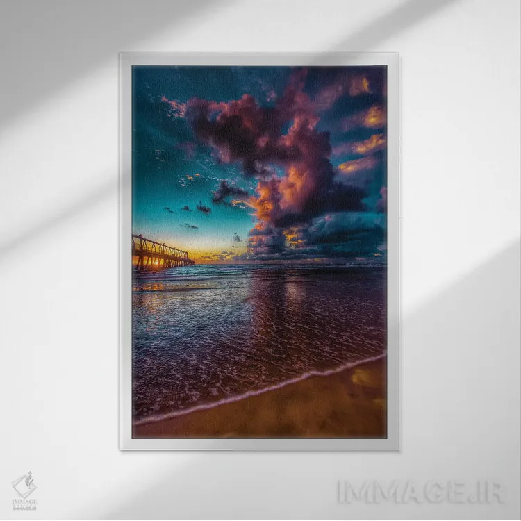 تابلو طلوع اسکله اثر بن مولدر - نمای قابدار سفید