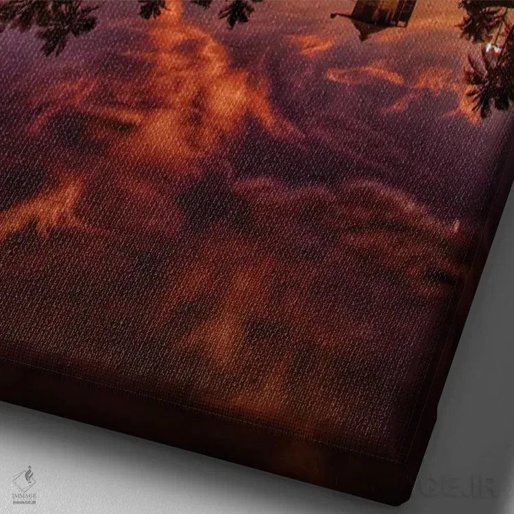 تابلو ابرهای بلند بر فراز نخلها اثر بن مولدر - نمای نزدیک بافت بوم