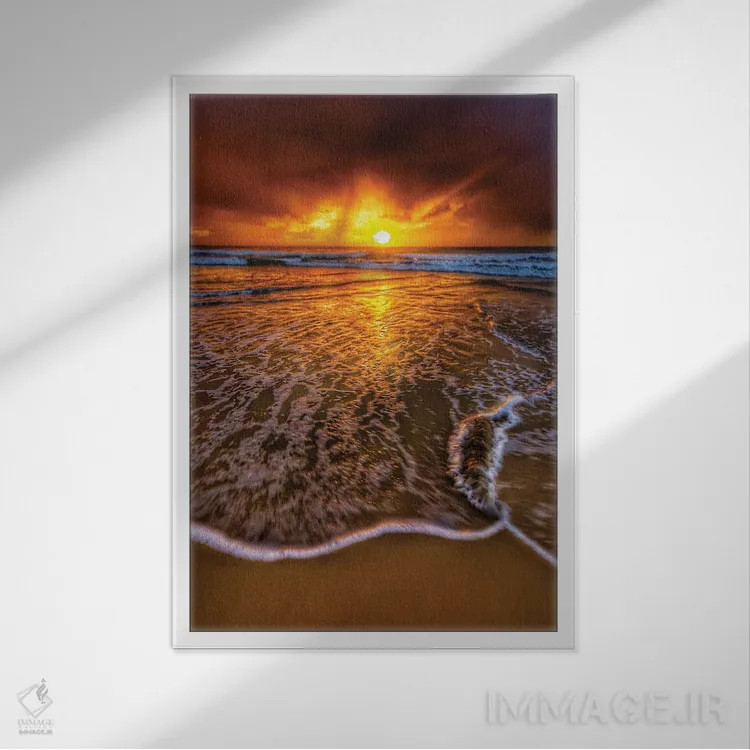 تابلو حالوهوای طلوع آفتاب اثر بن مولدر - نمای قابدار سفید