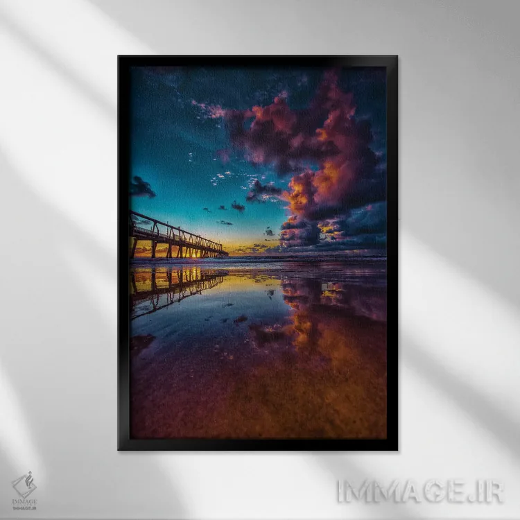 تابلو بازتاب اسکله اثر بن مولدر - نمای قابدار مشکی