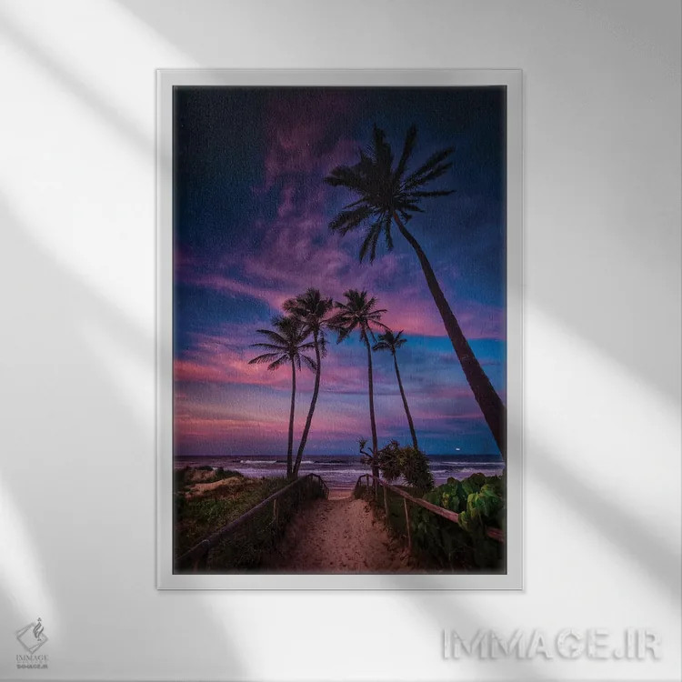 تابلو آرامش نخل اثر بن مولدر - نمای قابدار سفید