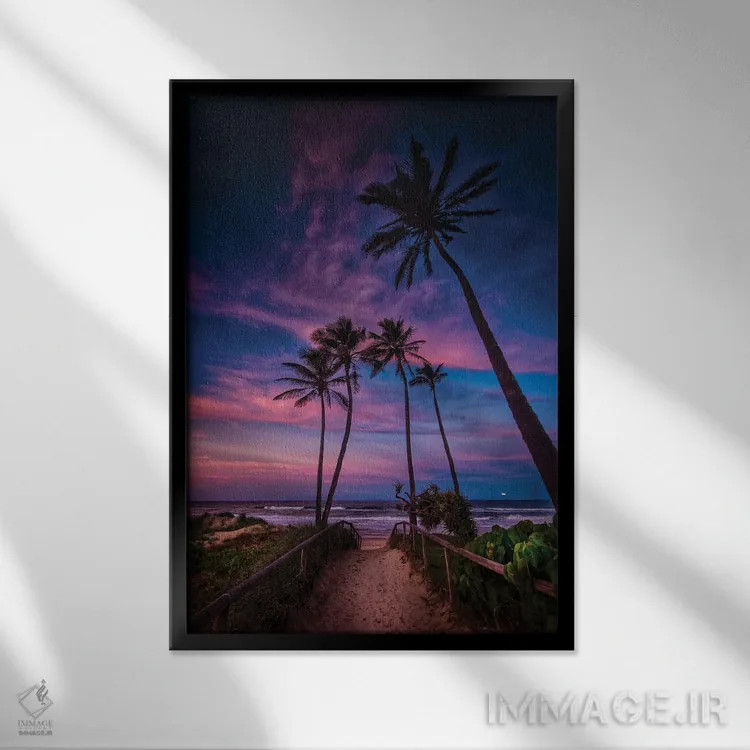 تابلو آرامش نخل اثر بن مولدر - نمای قابدار مشکی