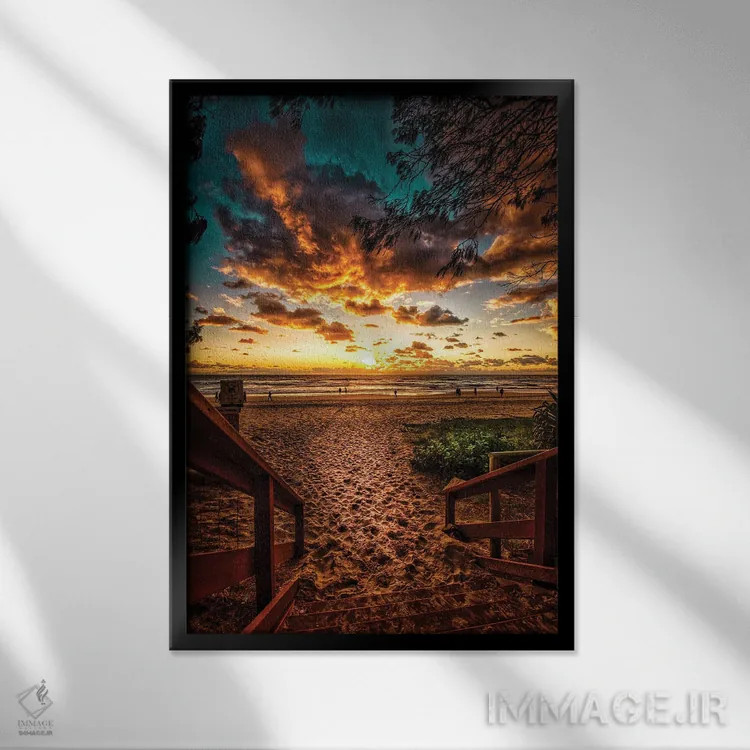 تابلو مسیر طلوع آفتاب اثر بن مولدر - نمای قابدار مشکی