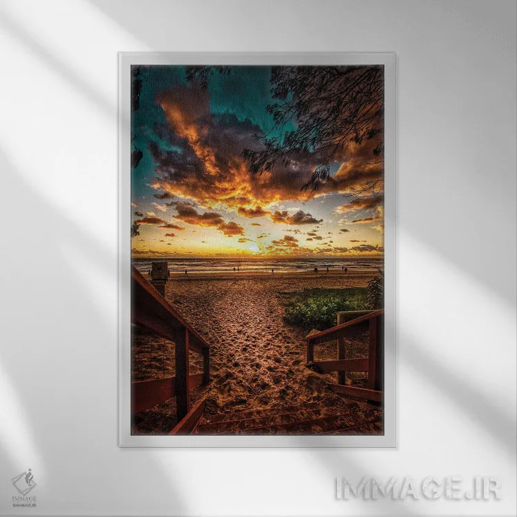 تابلو مسیر طلوع آفتاب اثر بن مولدر - نمای قابدار سفید