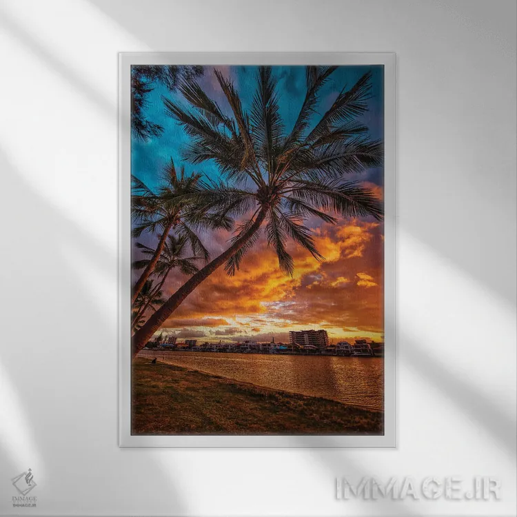 تابلو غروب رودخانه اثر بن مولدر - نمای قابدار سفید