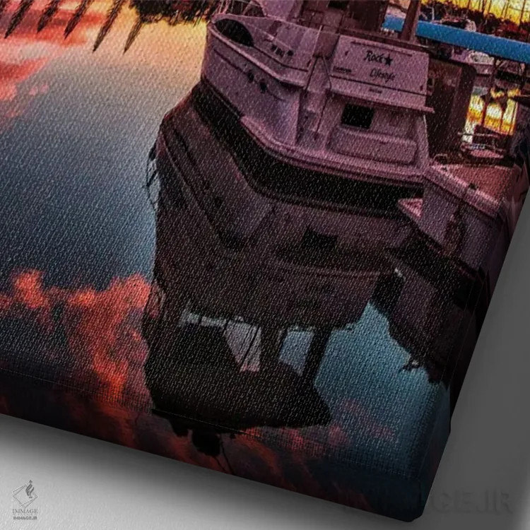 تابلو قایق روی آب اثر بن مولدر - نمای نزدیک بافت بوم