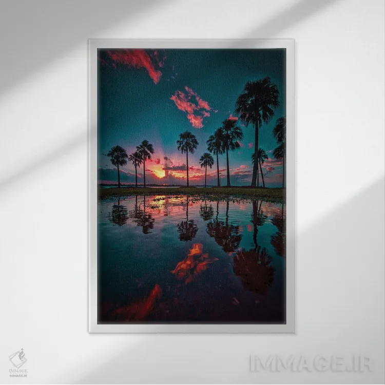 تابلو درختان نخل اثر بن مولدر - نمای قابدار سفید