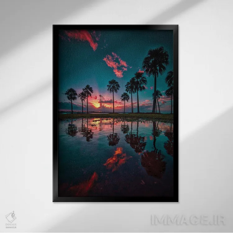 تابلو درختان نخل اثر بن مولدر - نمای قابدار مشکی