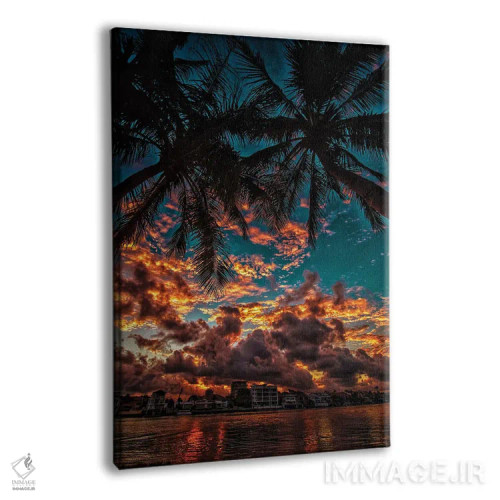 تابلو غروب با نخلها اثر بن مولدر - نمای پرسپکتیو محصول