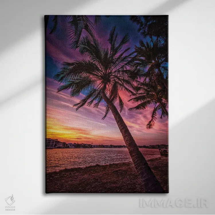 تابلو نخل در غروب اثر بن مولدر - نمای روبهرو روی دیوار