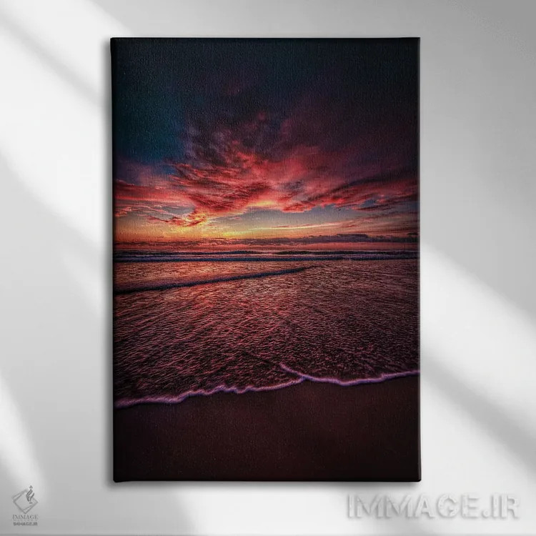 تابلو آسمانهای سرخ اقیانوس اثر بن مولدر - نمای روبهرو روی دیوار