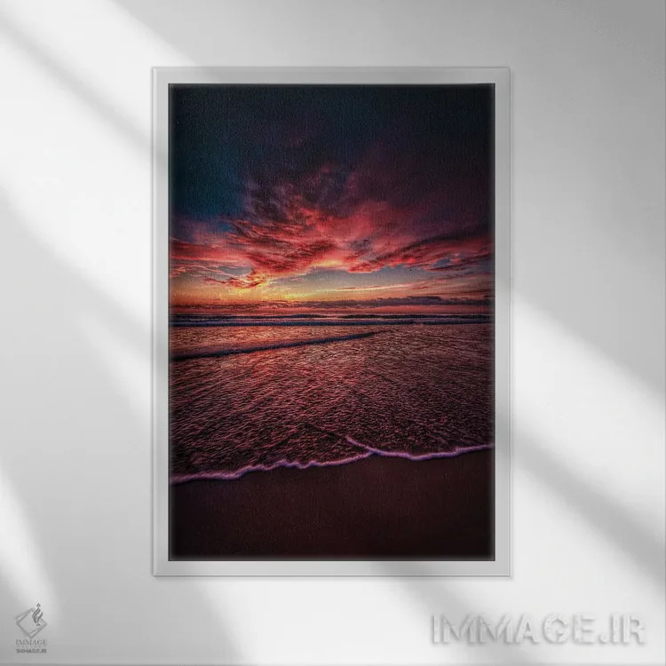 تابلو آسمانهای سرخ اقیانوس اثر بن مولدر - نمای قابدار سفید