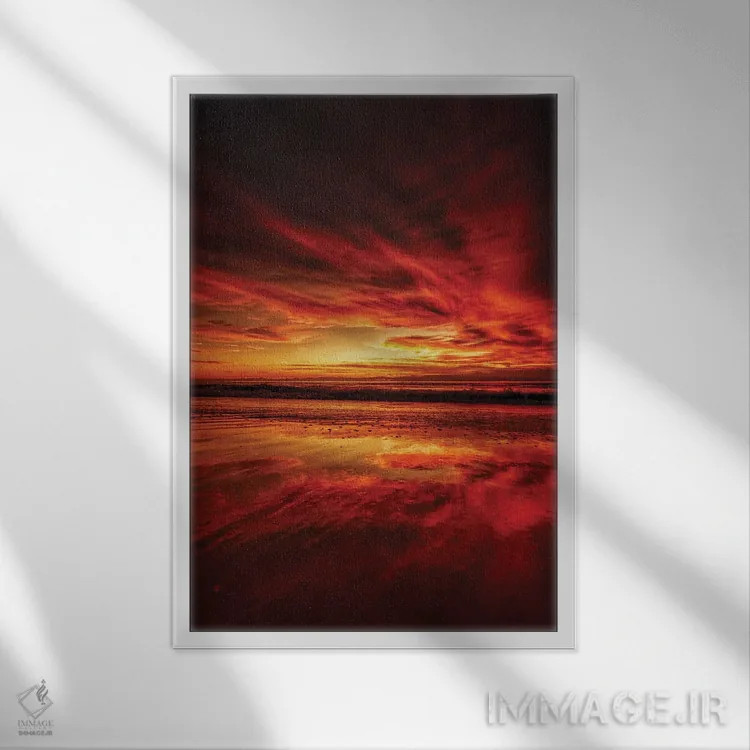 تابلو آتش آسمان اثر بن مولدر - نمای قابدار سفید