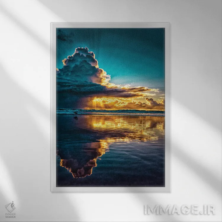 تابلو ابر صبحگاهی خورشید اثر بن مولدر - نمای قابدار سفید