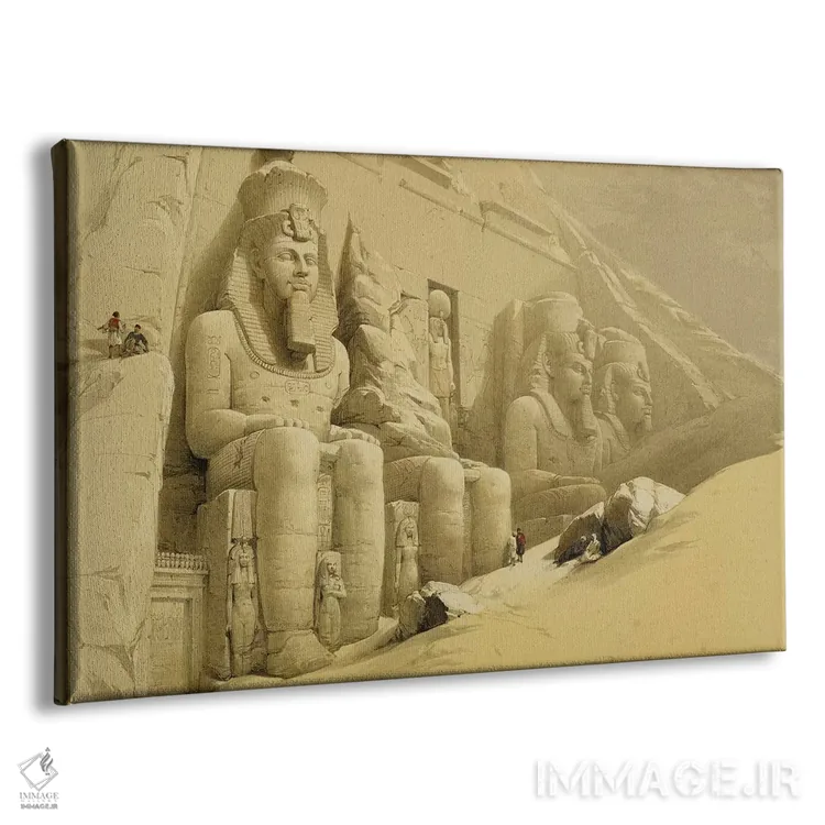 تابلو Nubia, from "Egypt and Nubia", Vol.1,معبد بزرگ ابوسمبل، نوبیا، از "مصر و نوبیا"، جلد ۱ اثر دیوید رابرتز (نقاش مستشرقی انگلیسی) - نمای پرسپکتیو محصول