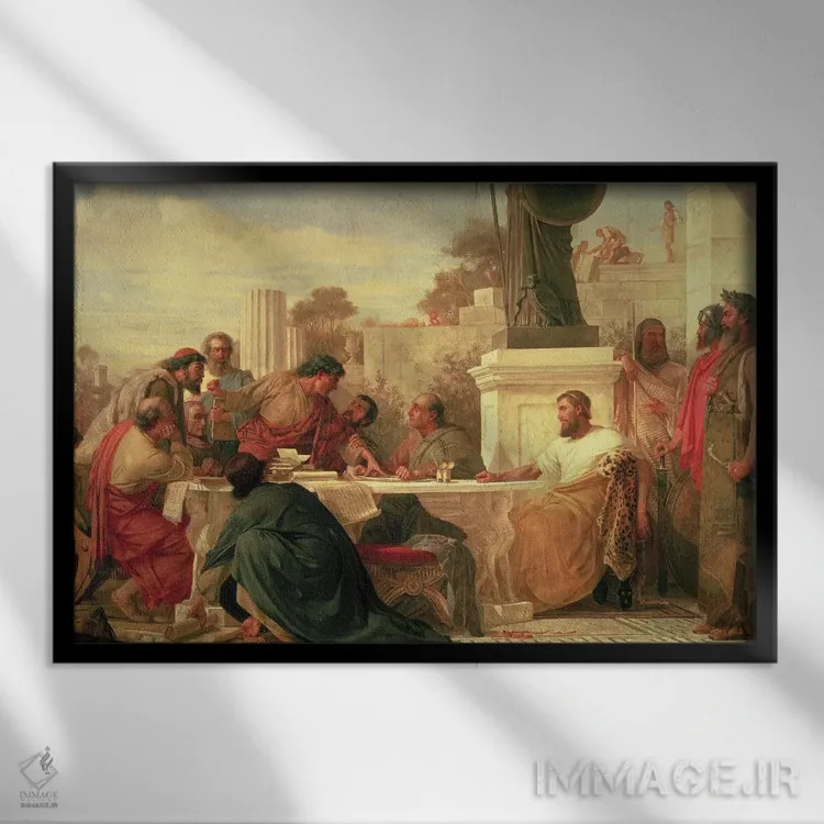 تابلو 1875,ژولیان مرتد ریاست جلسه فرقهها، ۱۸۷۵ اثر ادوارد آرمیتاژ - نمای قابدار مشکی