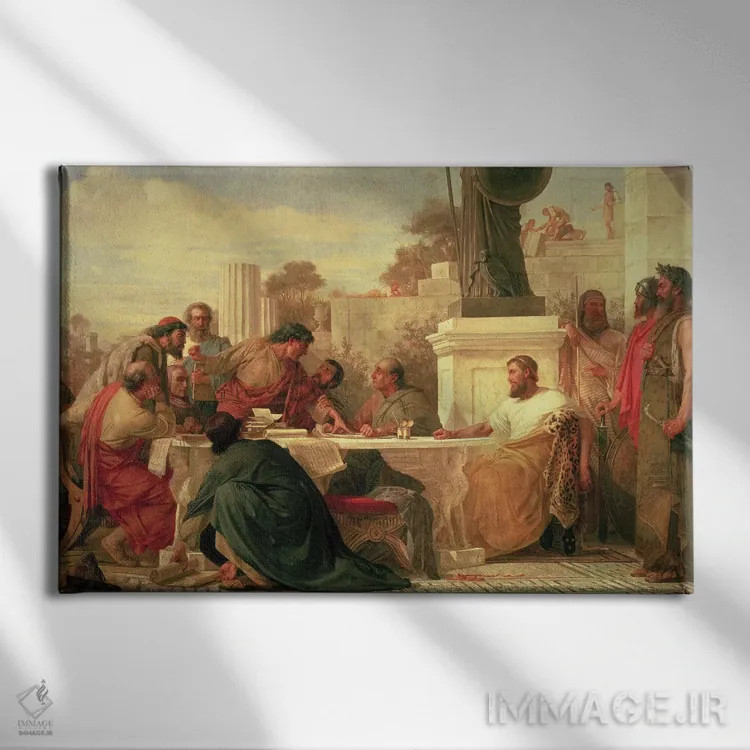 تابلو 1875,ژولیان مرتد ریاست جلسه فرقهها، ۱۸۷۵ اثر ادوارد آرمیتاژ - نمای روبهرو روی دیوار