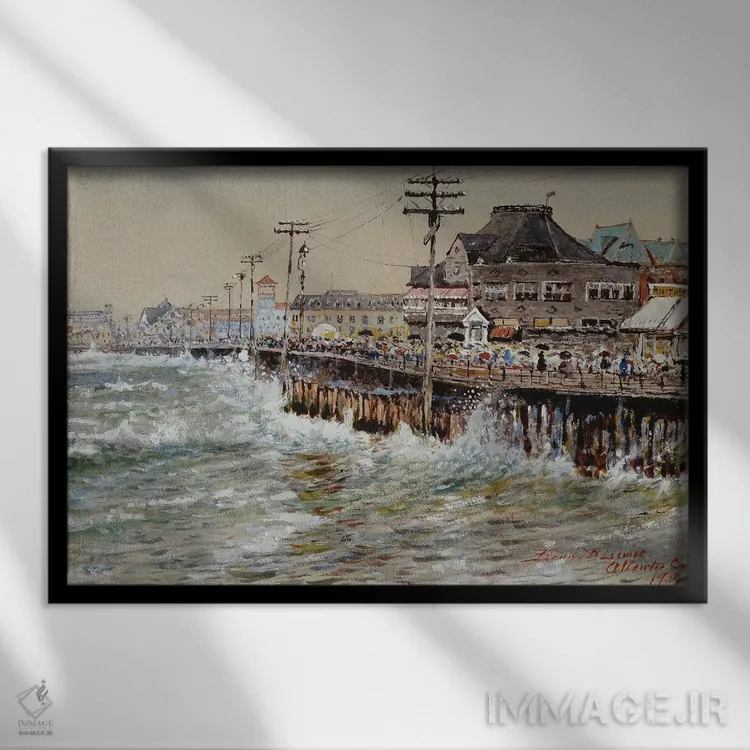 تابلو ,آتلانتیک سیتی اثر ادموند دارچ لوئیس - نمای قابدار مشکی