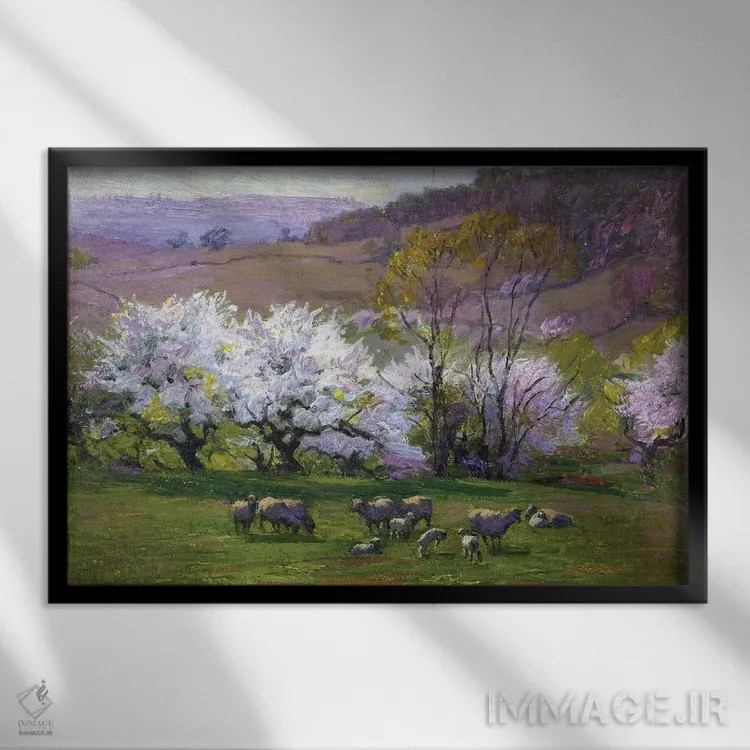 تابلو ,زمان شکوفهدهی اثر ادوارد هنری پاتهست - نمای قابدار مشکی