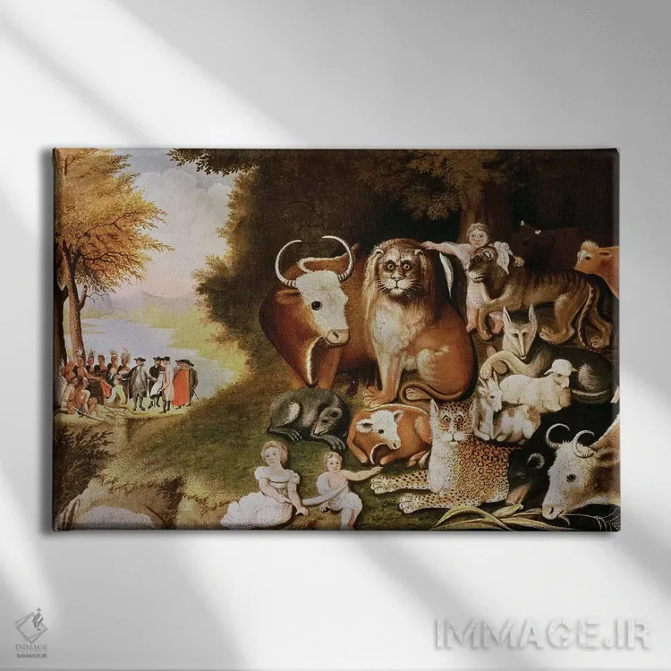 تابلو 1832-34,قلمرو صلحآمیز، ۱۸۳۲–۳۴ اثر ادوارد هیکس - نمای روبهرو روی دیوار