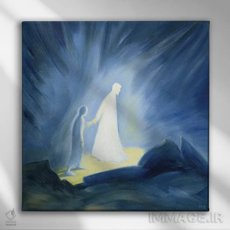 تابلو 1994,حتی در تاریکی رنجهایمان، عیسی ما را تسلی و راهنمایی میکند، ۱۹۹۴ اثر الیزابت وانگ - نمای روبهرو روی دیوار