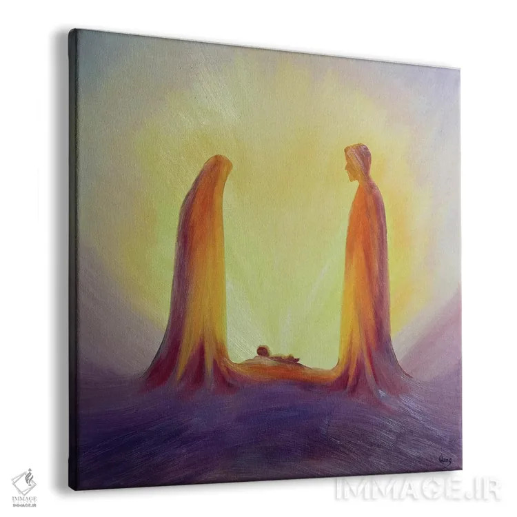 تابلو 1995,مریم و یوسف با ایمان به کودک عیسی در تولدش مینگرند، ۱۹۹۵ اثر الیزابت وانگ - نمای پرسپکتیو محصول