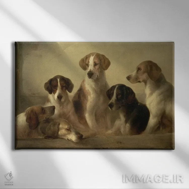 تابلو سگهای شکاری اثر ادوارد رابرت اسمیت - نمای روبهرو روی دیوار