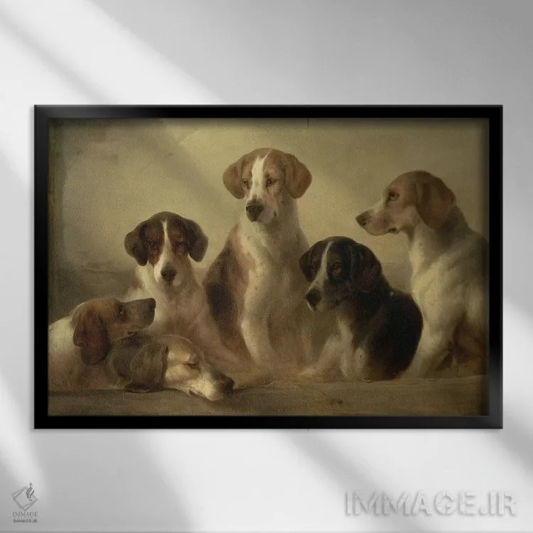 تابلو سگهای شکاری اثر ادوارد رابرت اسمیت - نمای قابدار مشکی