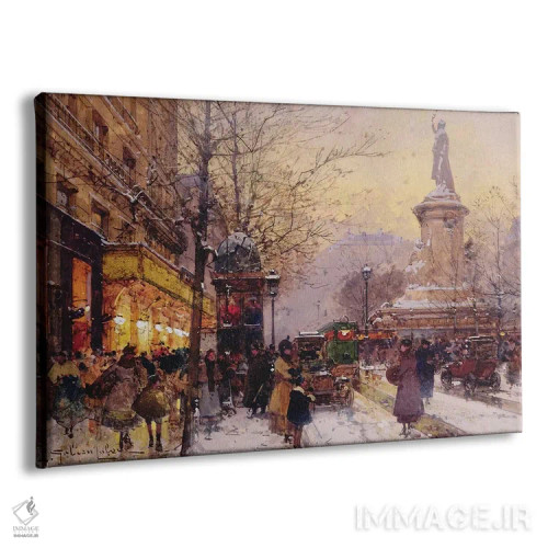 تابلو صحنهٔ خیابان پاریس در زمستان اثر اوژن گالین-لالو - نمای پرسپکتیو محصول
