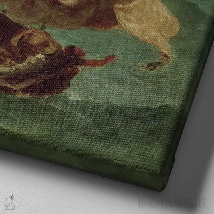 تابلو 1854,مسیح در دریای جلیل، ۱۸۵۴ اثر فرباوراند ویکتور اوژن دلاکروا (نقاش فرانسوی) - نمای نزدیک بافت بوم