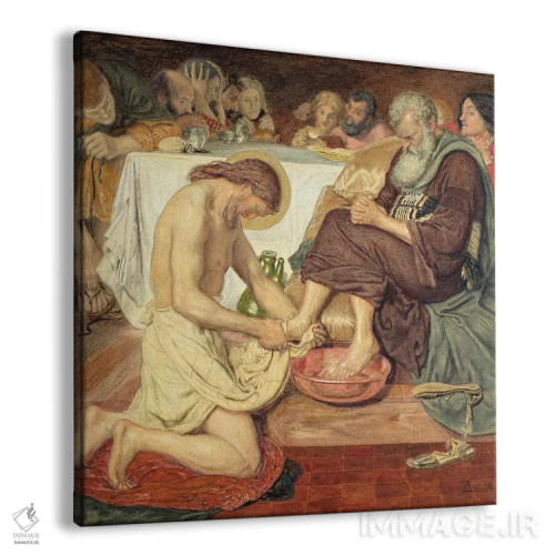 تابلو 1876,عیسی پای پطرس را میشوید، ۱۸۷۶ اثر فورد مادوکس براون (نقاش بریتانیایی) - نمای پرسپکتیو محصول